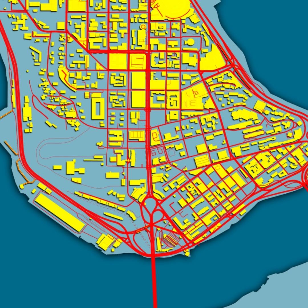 COLOURED ROAD MAP OF ABIDJAN, CÔTE D'IVOIRE BY MAPBAKES