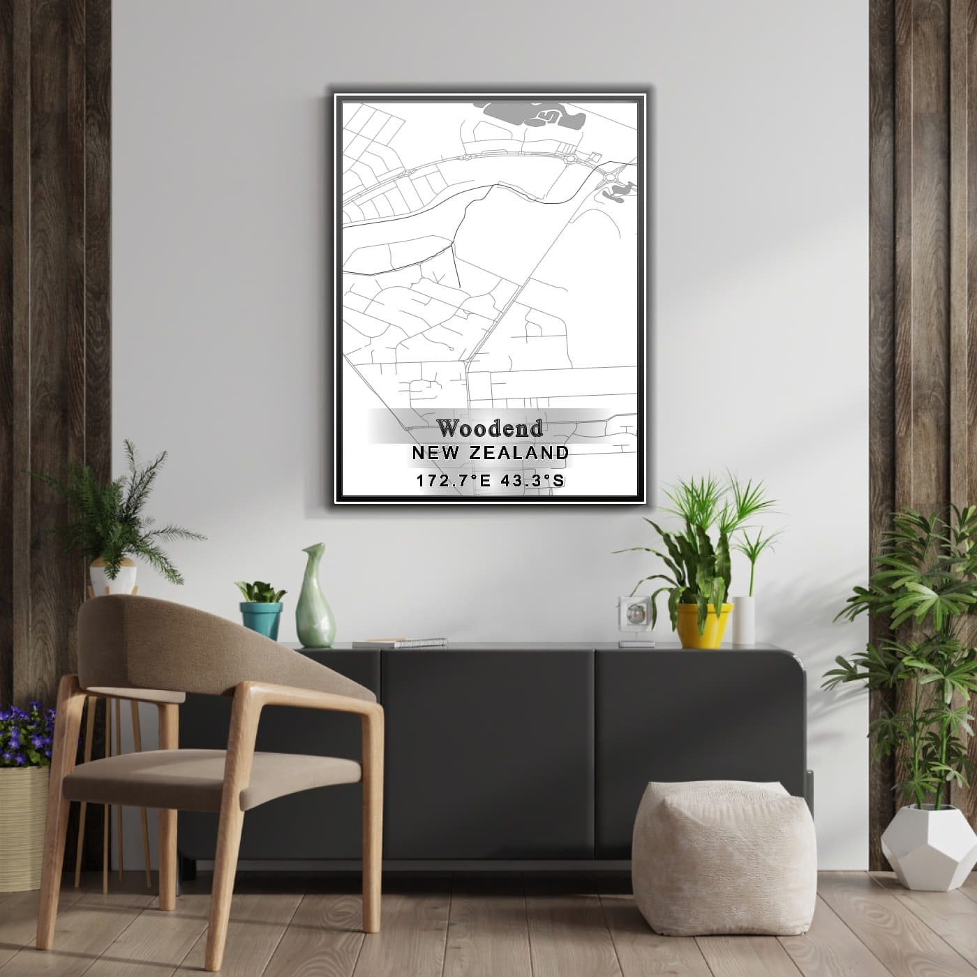 ROAD MAP OF WOODEND, NEW ZEALAND BY MAPBAKES