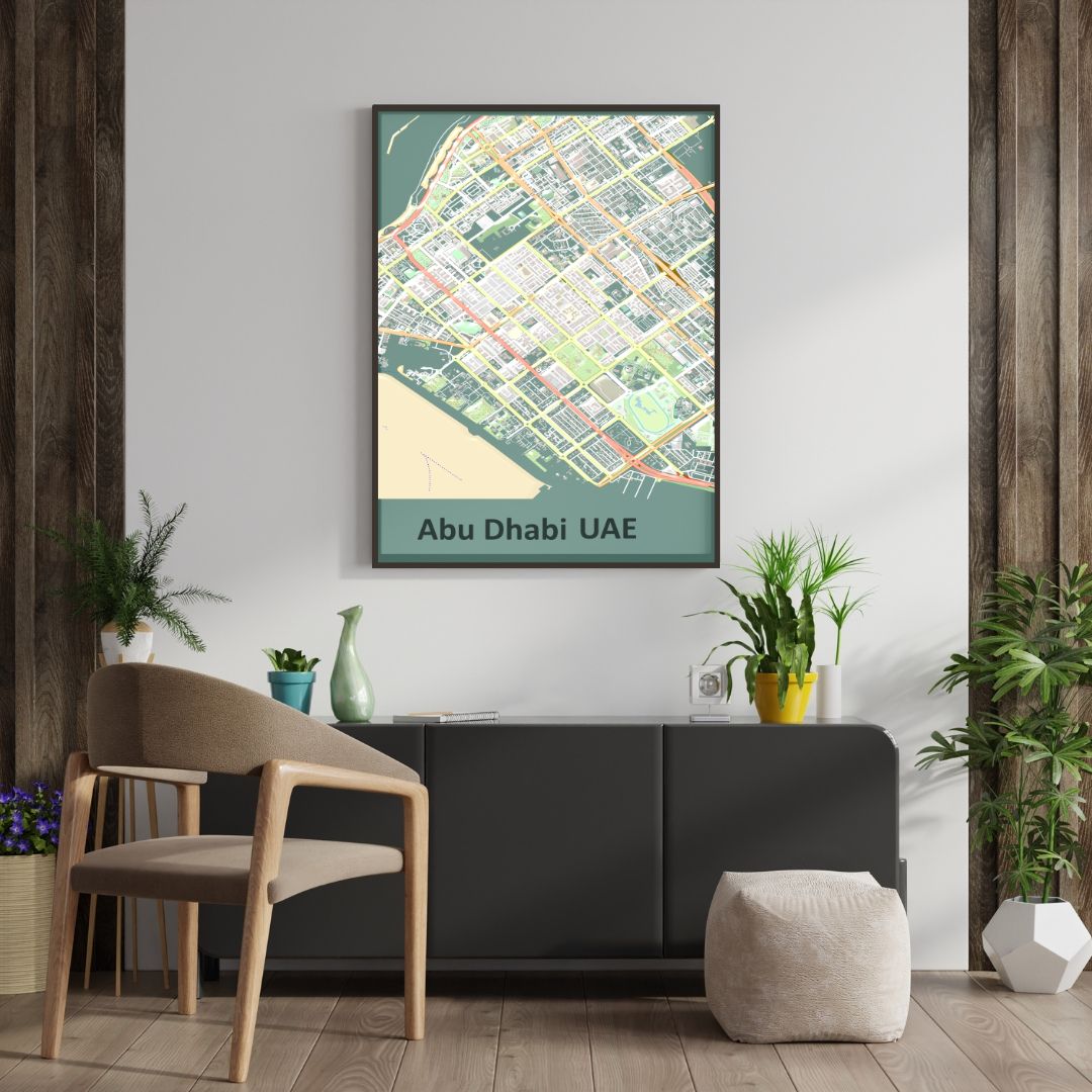 COLOURED ROAD MAP OF ABU DHABI, UAE BY MAPBAKES