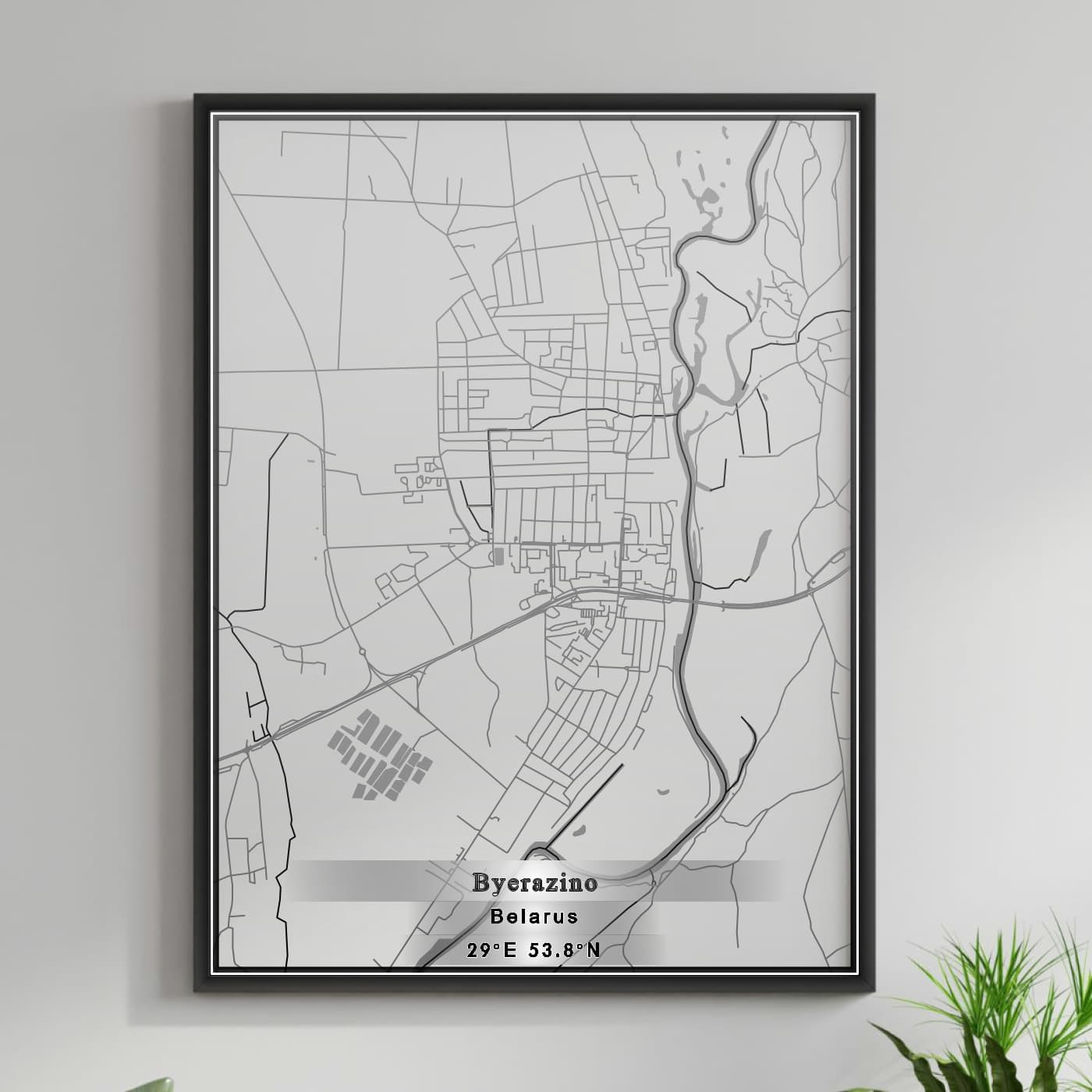 ROAD MAP OF BYERAZINO, BELARUS BY MAPBAKES