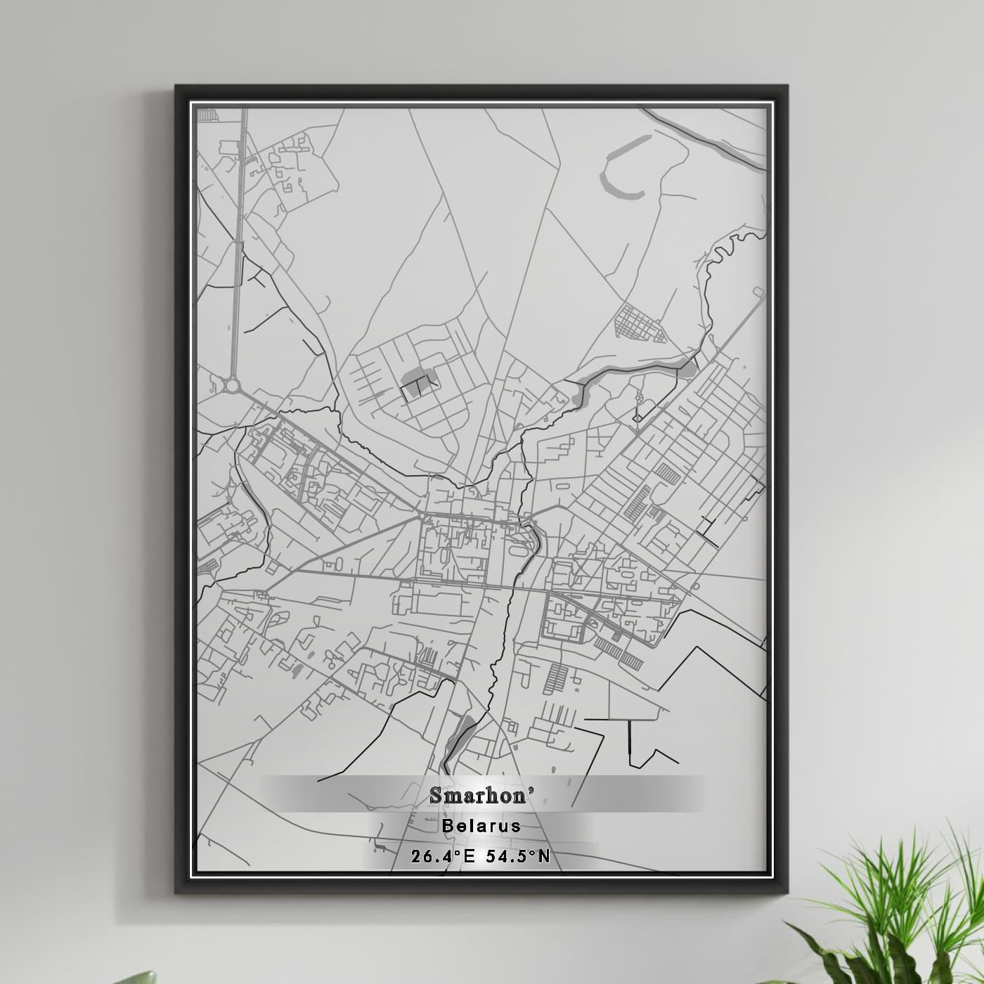 ROAD MAP OF SMARHON, BELARUS BY MAPBAKES