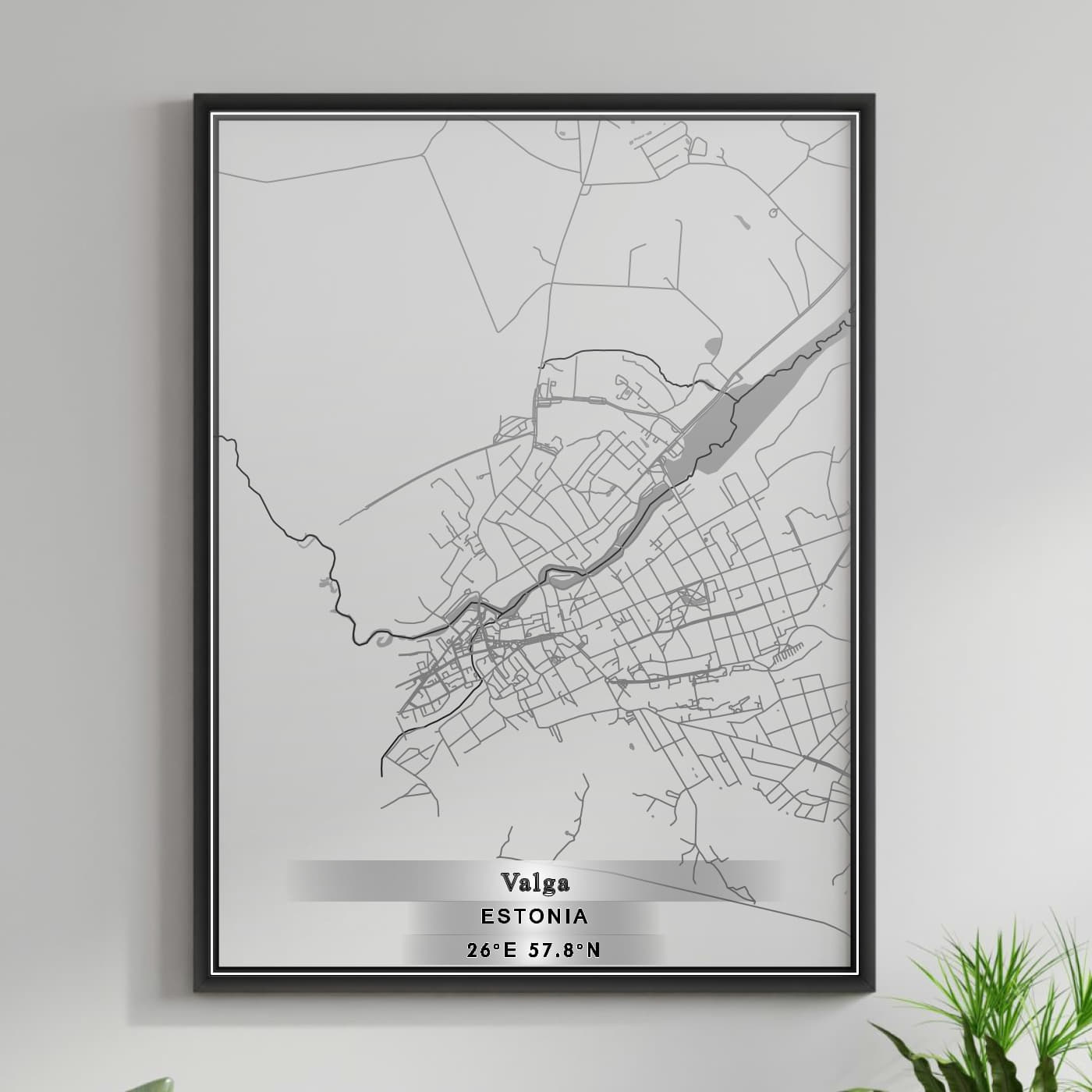 ROAD MAP OF VALGA, ESTONIA BY MAPBAKES