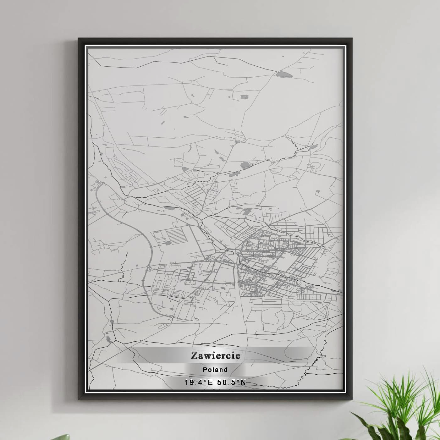 ROAD MAP OF ZAWIERCIE, POLAND BY MAPBAKES