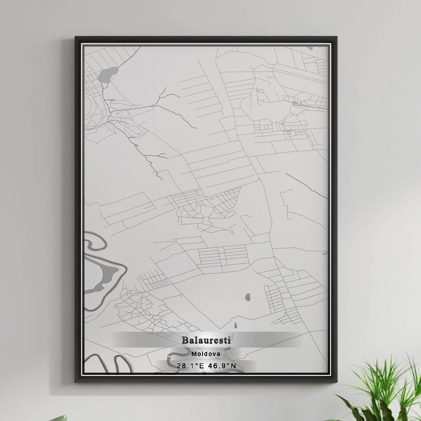 ROAD MAP OF BĂLĂUREŞTI, MOLDOVA BY MAPBAKES