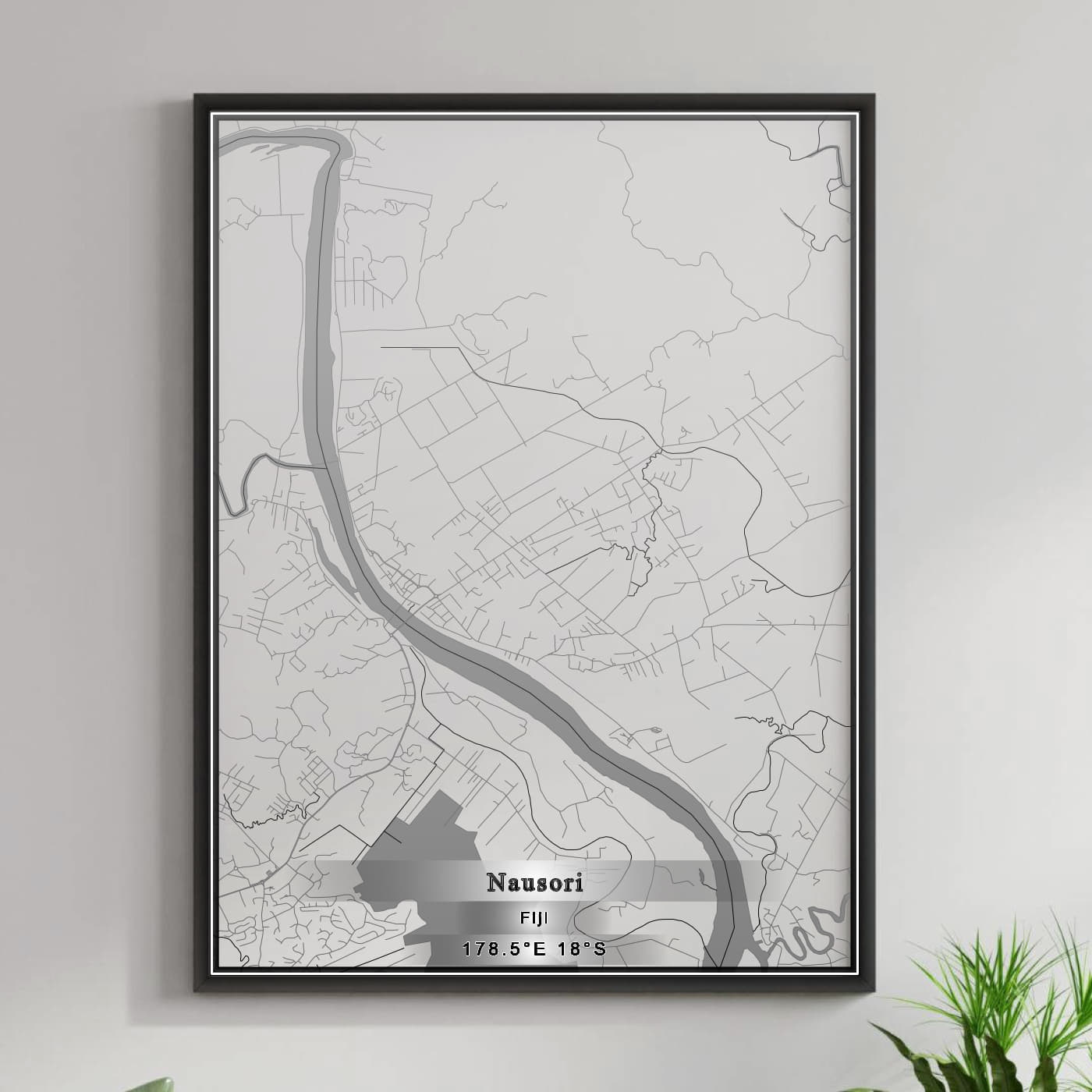 ROAD MAP OF NAUSORI, FIJI BY MAPBAKES
