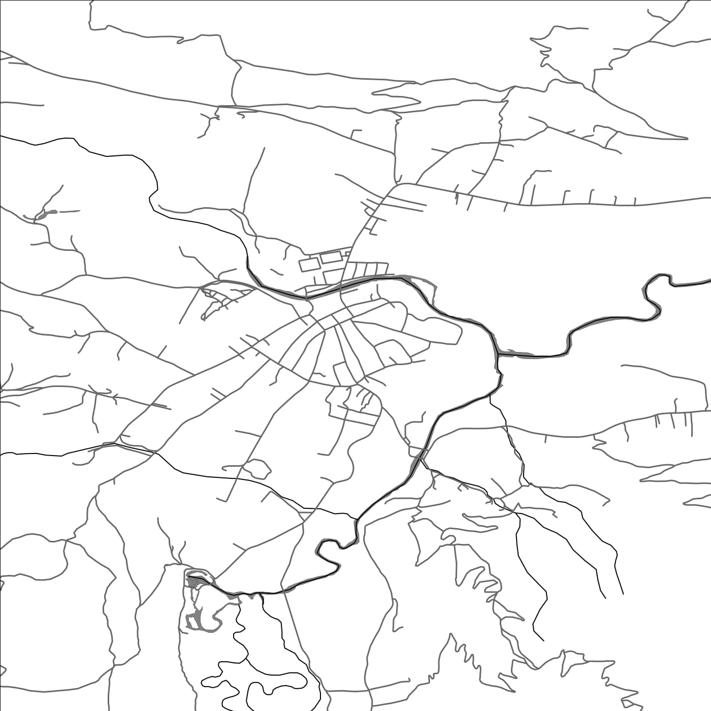 ROAD MAP OF GUSINJE, MONTENEGRO BY MAPBAKES