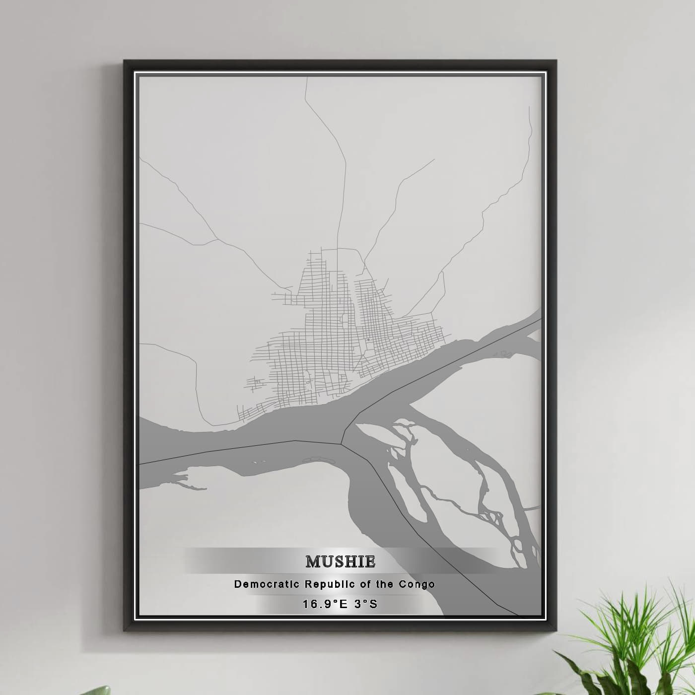 ROAD MAP OF MUSHIE, DEMOCRATIC REPUBLIC OF THE CONGO BY MAPBAKES