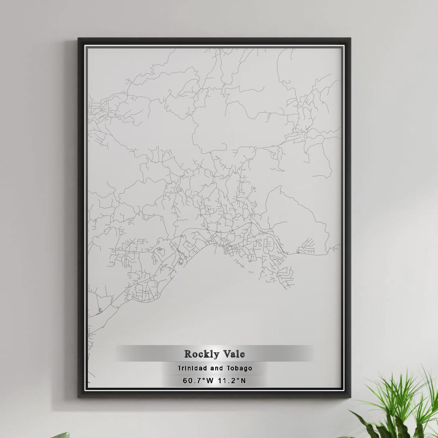 ROAD MAP OF ROCKLY VALE, TRINIDAD AND TOBAGO BY MAPBAKES