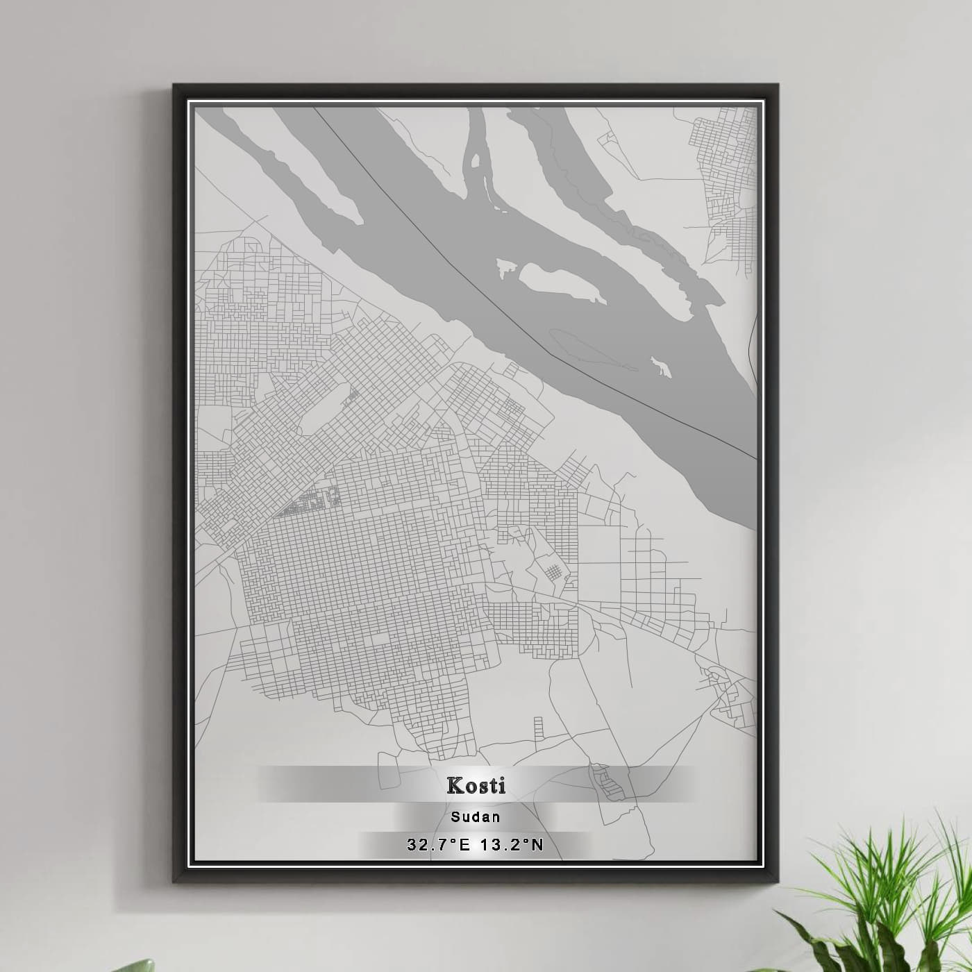 ROAD MAP OF KŪSTĪ, SUDAN BY MAPBAKES