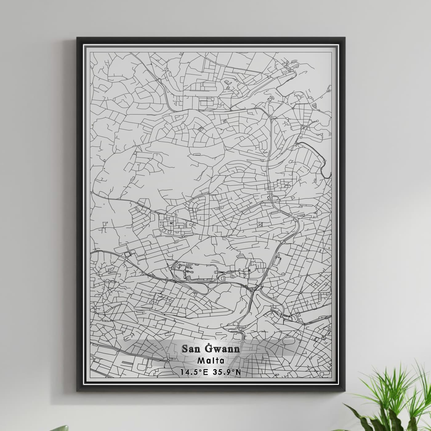 ROAD MAP OF SAN GWANN, MALTA BY MAPBAKES