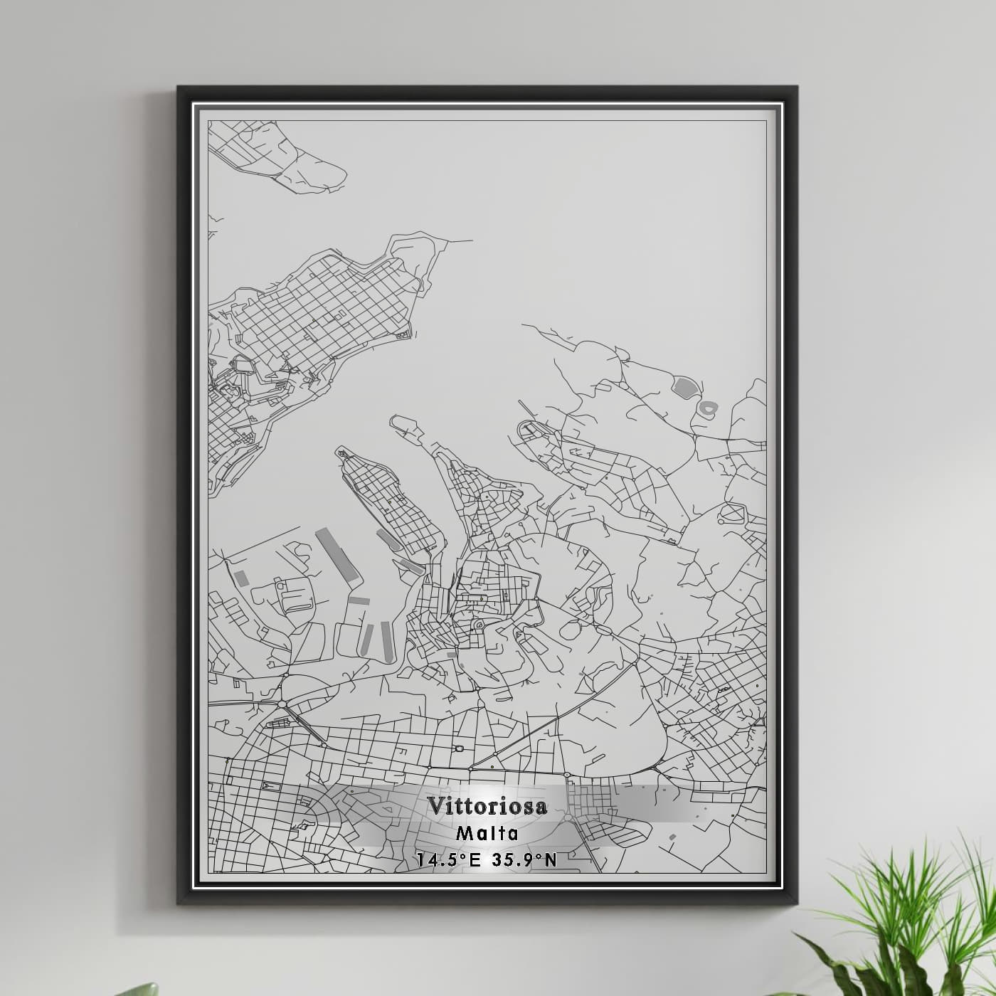 ROAD MAP OF VITTORIOSA, MALTA BY MAPBAKES