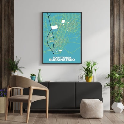COLOURED ROAD MAP OF POUYTENGA, BURKINA FASO BY MAPBAKES