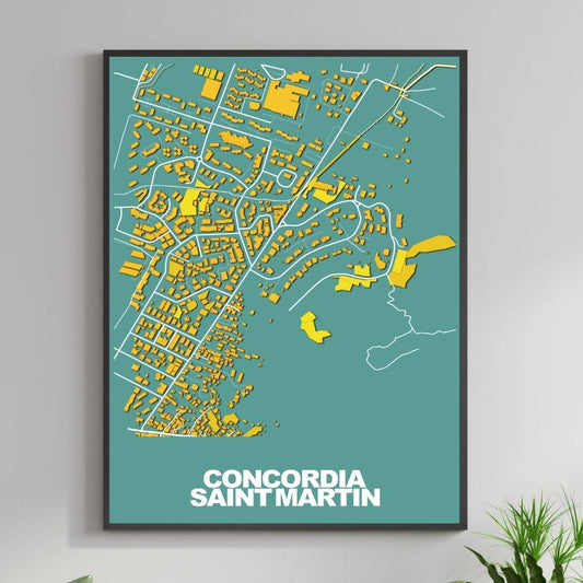 COLOURED ROAD MAP OF CONCORDIA, SAINT MARTIN BY MAPBAKES