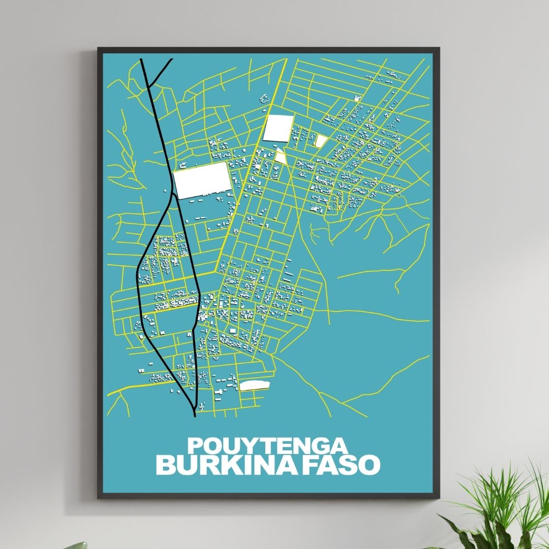 COLOURED ROAD MAP OF POUYTENGA, BURKINA FASO BY MAPBAKES