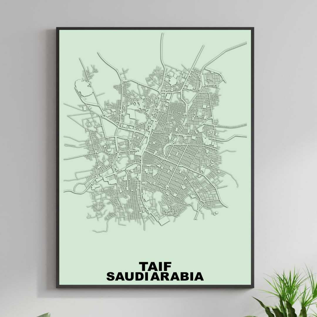 COLOURED ROAD MAP OF TAIF, SAUDI ARABIA BY MAPBAKES