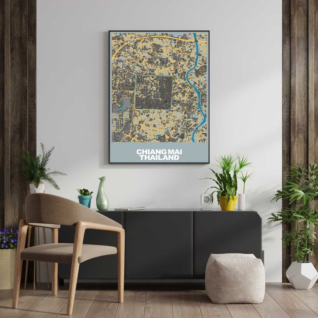 COLOURED ROAD MAP OF CHIANG MAI, THAILAND BY MAPBAKES