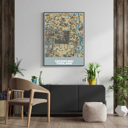 COLOURED ROAD MAP OF CHIANG MAI, THAILAND BY MAPBAKES