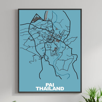 COLOURED ROAD MAP OF PAI, THAILAND BY MAPBAKES