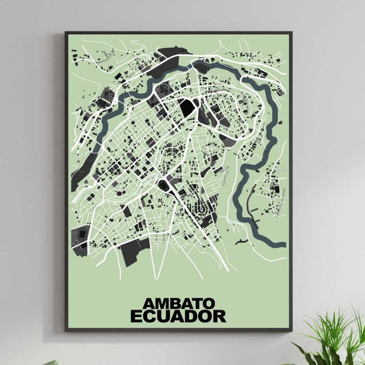 COLOURED ROAD MAP OF AMBATO, ECUADOR BY MAPBAKES
