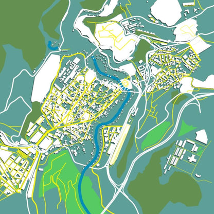 COLOURED ROAD MAP OF CONSTANTINE, ALGERIA BY MAPBAKES