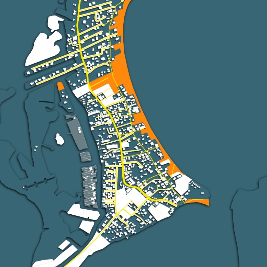 COLOURED ROAD MAP OF PLACENCIA, BELIZE BY MAPBAKES