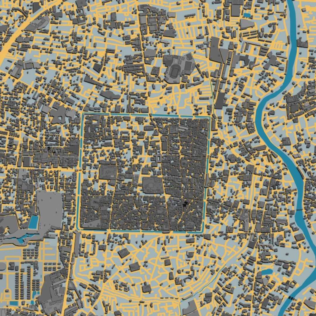 COLOURED ROAD MAP OF CHIANG MAI, THAILAND BY MAPBAKES