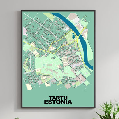 COLOURED ROAD MAP OF TARTU, ESTONIA BY MAPBAKES