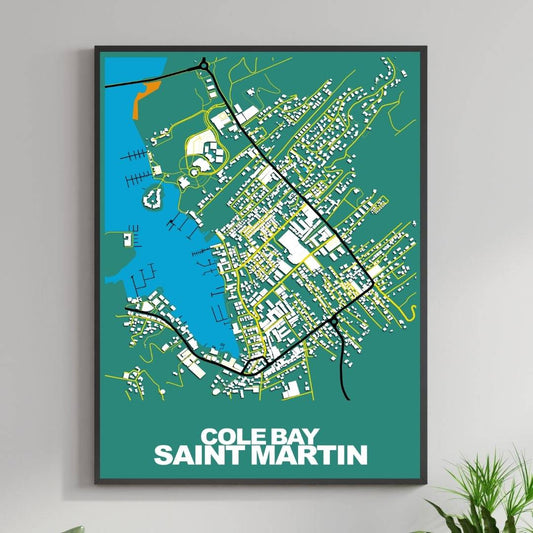 COLOURED ROAD MAP OF COLE BAY, SAINT MARTIN BY MAPBAKES