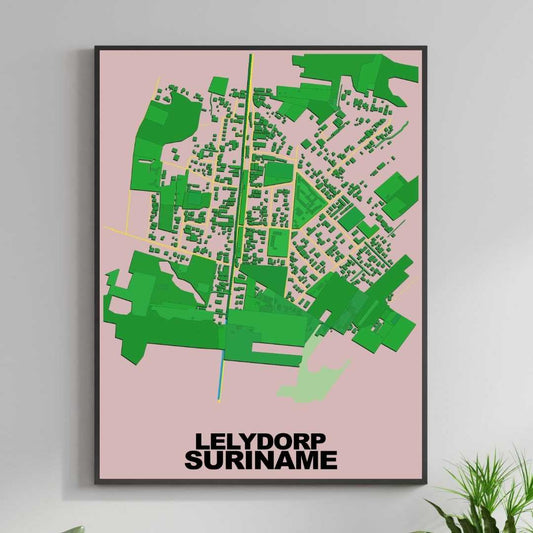 COLOURED ROAD MAP OF LELYDORP, SURINAME BY MAPBAKES