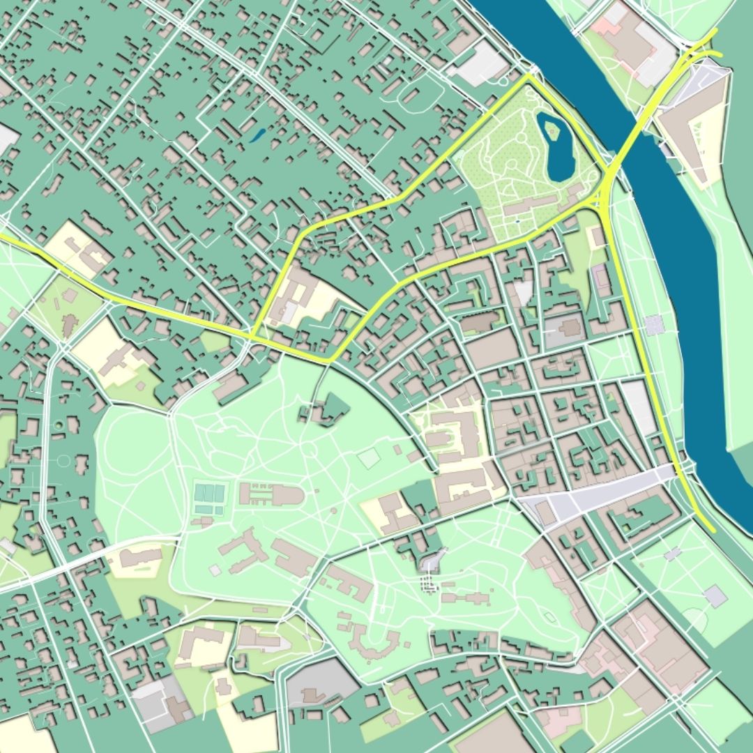 COLOURED ROAD MAP OF TARTU, ESTONIA BY MAPBAKES