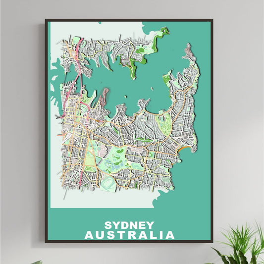 COLOURED ROAD MAP OF SYDNEY AUSTRALIA, AUSTRALIA BY MAPBAKES