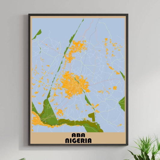 COLOURED ROAD MAP OF ABA, NIGERIA BY MAPBAKES