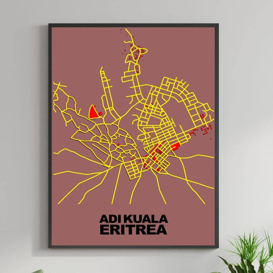 COLOURED ROAD MAP OF ADI KUALA, ERITREA BY MAPBAKES