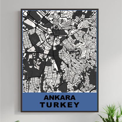 COLOURED ROAD MAP OF ANKARA, TURKEY BY MAPBAKES