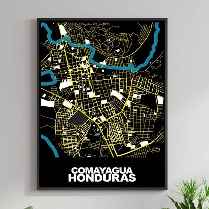 COLOURED ROAD MAP OF COMAYAGUA, HONDURAS BY MAPBAKES