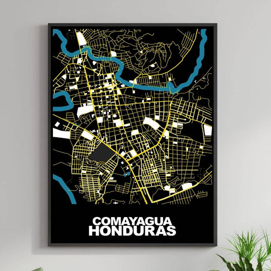 COLOURED ROAD MAP OF COMAYAGUA, HONDURAS BY MAPBAKES