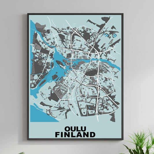 COLOURED ROAD MAP OF OULU, FINLAND BY MAPBAKES