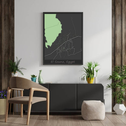 COLOURED ROAD MAP OF EL GOUNA, EGYPT BY MAPBAKES