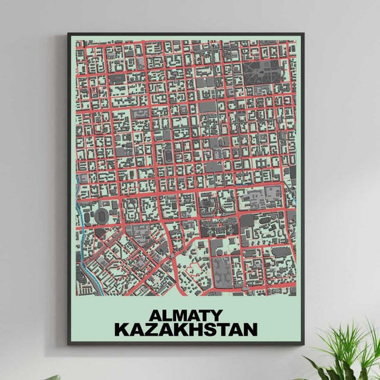 COLOURED ROAD MAP OF ALMATY, KAZAKHSTAN BY MAPBAKES