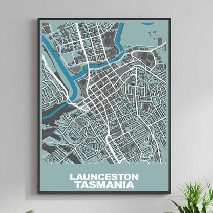 COLOURED ROAD MAP OF LAUNCESTON, TASMANIA BY MAPBAKES