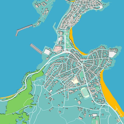 COLOURED ROAD MAP OF SOZOPOL, BULGARIA BY MAPBAKES