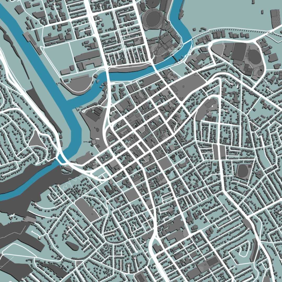 COLOURED ROAD MAP OF LAUNCESTON, TASMANIA BY MAPBAKES