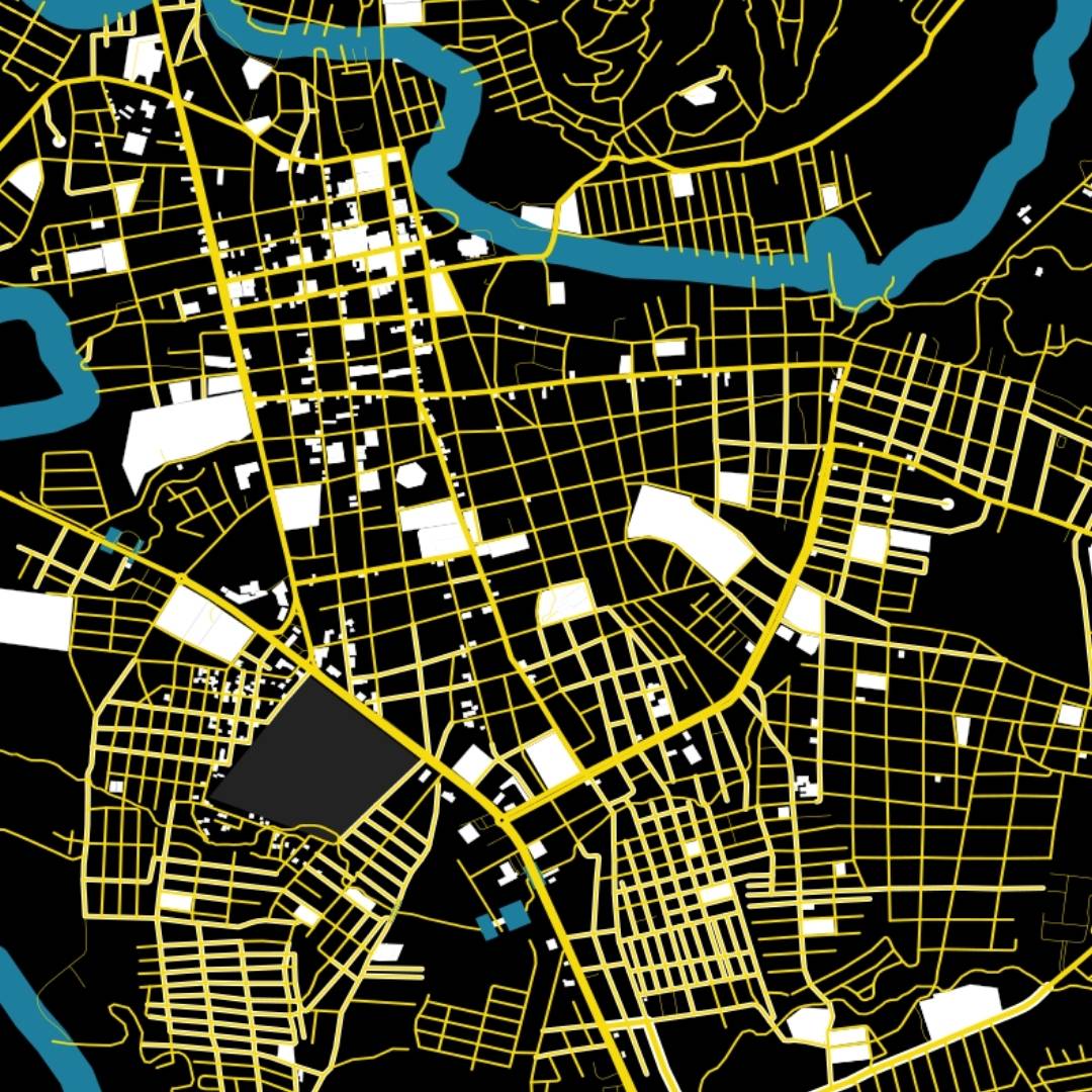 COLOURED ROAD MAP OF COMAYAGUA, HONDURAS BY MAPBAKES