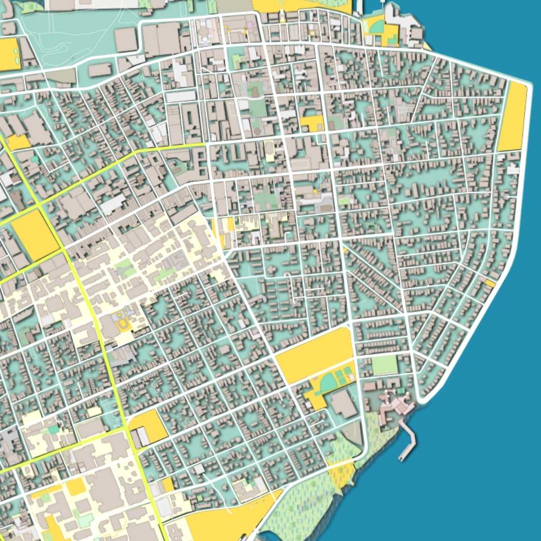 COLOURED ROAD MAP OF CHARLESTON, USA BY MAPBAKES