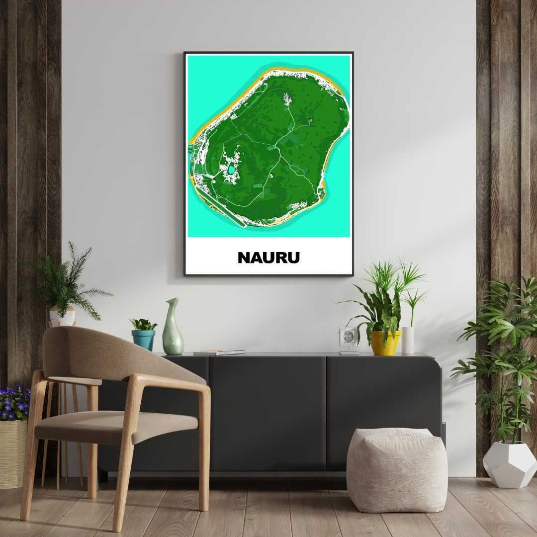 COLOURED ROAD MAP OF NAURU BY MAPBAKES