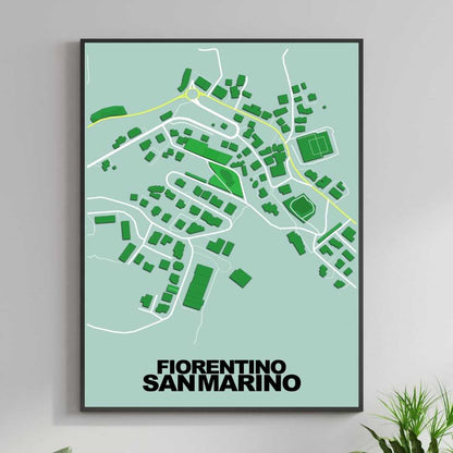 COLOURED ROAD MAP OF FIORENTINO, SAN MARINO BY MAPBAKES