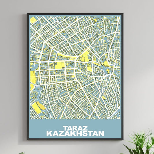 COLOURED ROAD MAP OF TARAZ, KAZAKHSTAN BY MAPBAKES