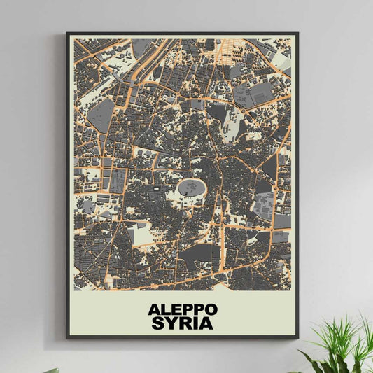 COLOURED ROAD MAP OF ALEPPO, SYRIA BY MAPBAKES