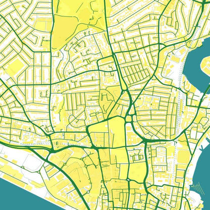 COLOURED ROAD MAP OF SOUTHAMPTON, ENGLAND BY MAPBAKES