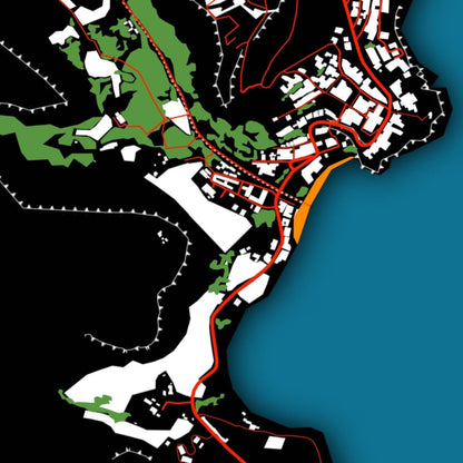 COLOURED ROAD MAP OF CIDAD VELHA, CAPE VERDE BY MAPBAKES